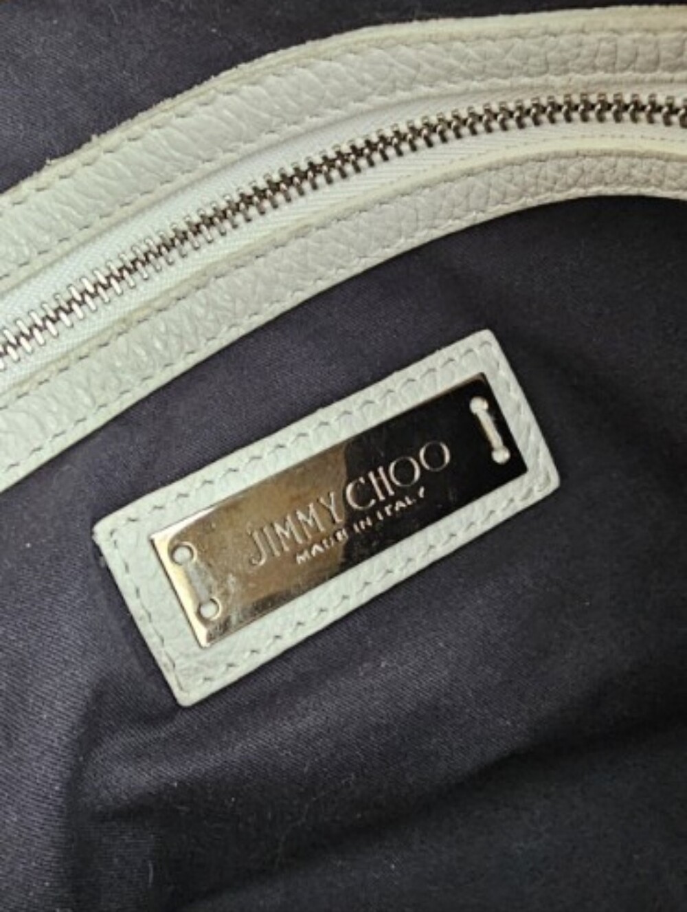 Jimmy Choo Sofia Leather White Star-Embossed Shoulder Tote with Black Handles - Picture 6 of 9